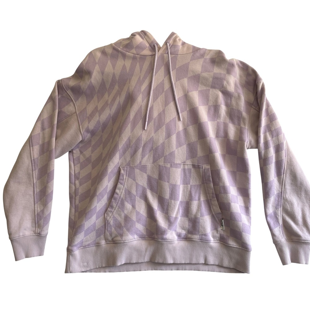 Topman Hoodie Medium Lavender Purple Checkerboard‎ Pattern Pullover Sweatshirt